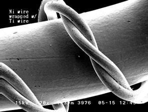 SEM secondary electron image of Ni and Ti wires