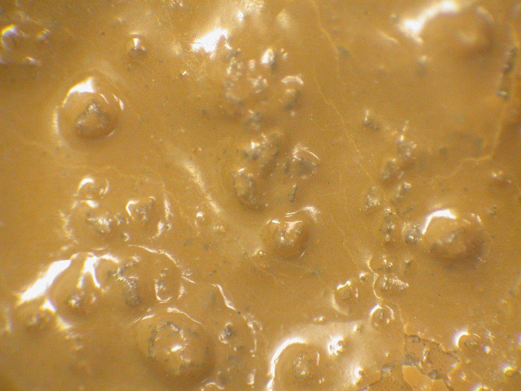 Microscopic Image of the Fine Mineral Particle Filled Surface of the UV Coating