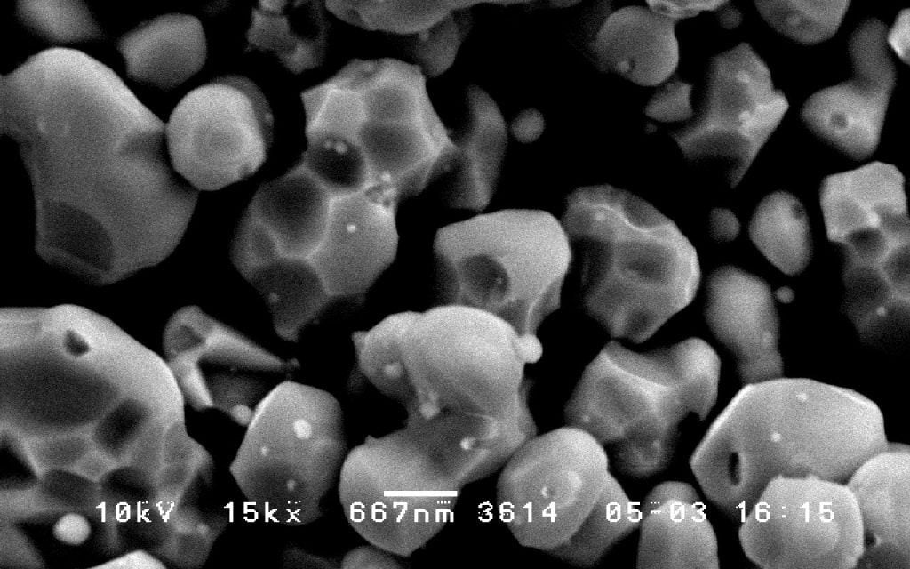 SEM- Uncoated Powder “A” at 15,000x