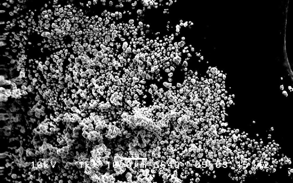 SEM- Uncoated Powder “A” at 1000x